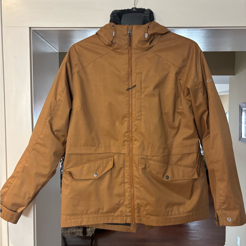 Columbia Women’s Brown Hooded Waterproof Winter Jacket with Black insert coat